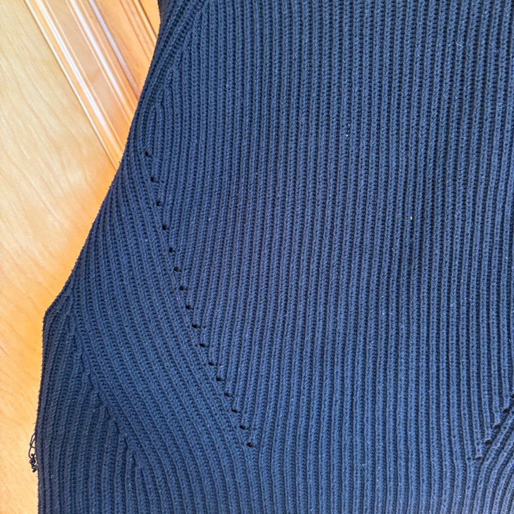 Athleta Black Ribbed Knit Sweater Pullover Crew Neck Long Sleeve Women's Size M - Picture 5 of 9